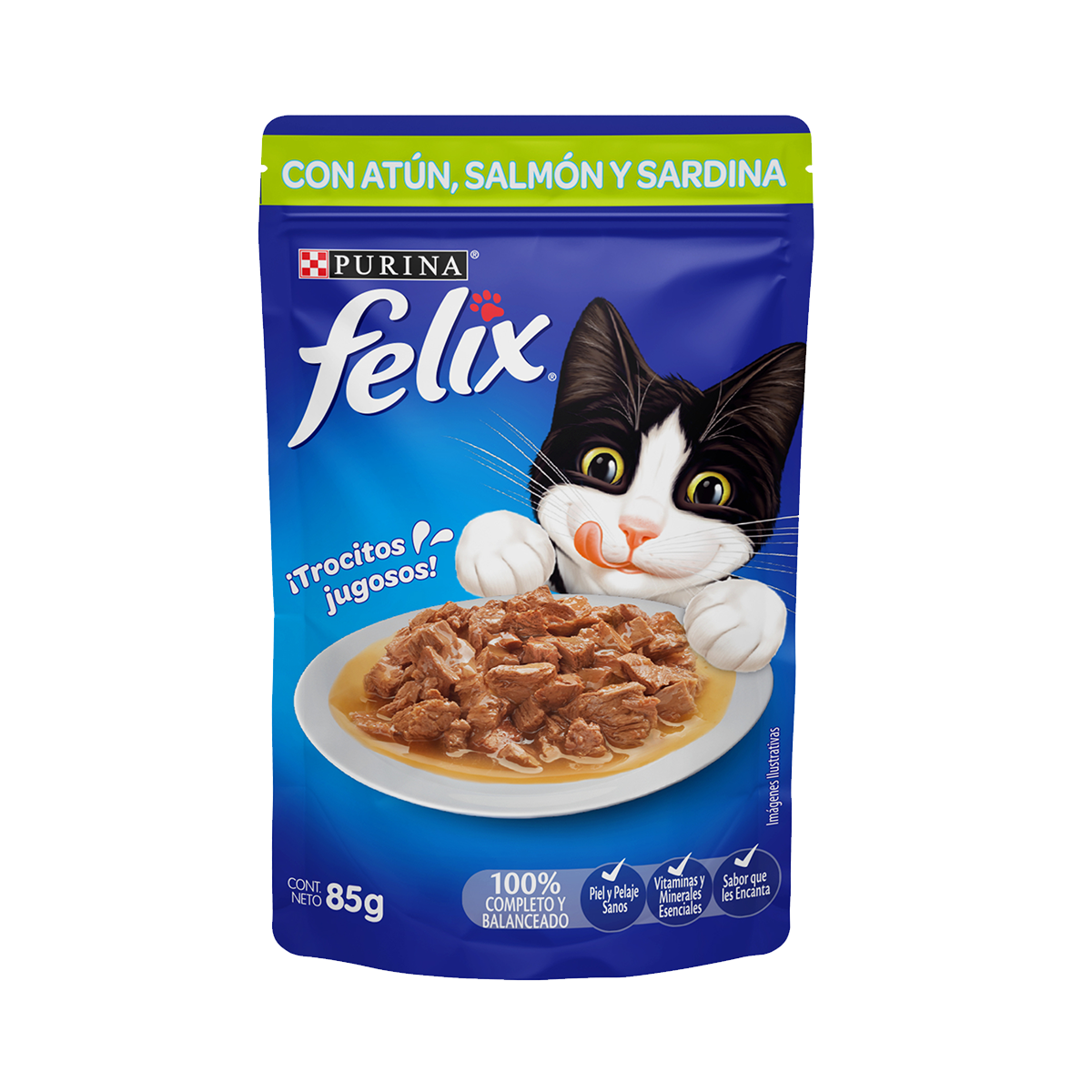 comida para gato felix classic sabor atún, salmón y sardina